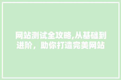 网站测试全攻略,从基础到进阶，助你打造完美网站