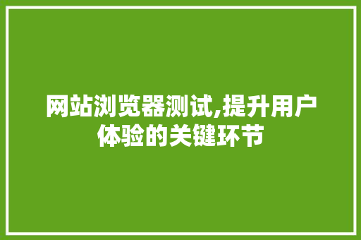网站浏览器测试,提升用户体验的关键环节