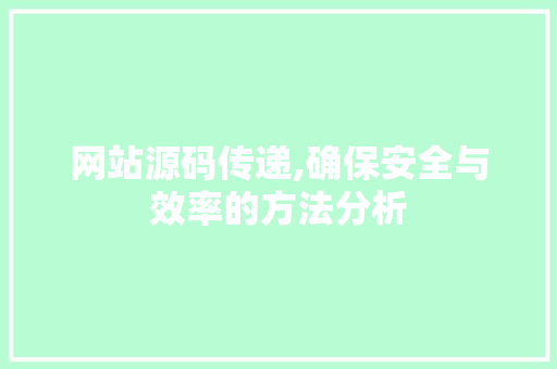 网站源码传递,确保安全与效率的方法分析
