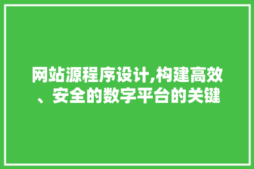 网站源程序设计,构建高效、安全的数字平台的关键 网站源程序设计,构建高效、安全的数字平台的关键 SEO关键词