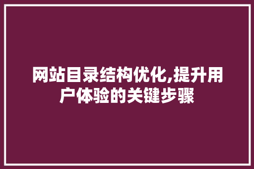 网站目录结构优化,提升用户体验的关键步骤