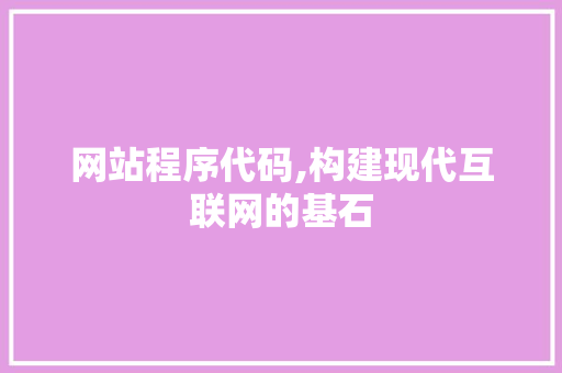 网站程序代码,构建现代互联网的基石