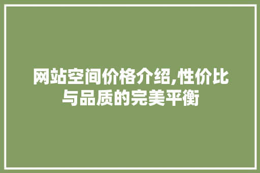 网站空间价格介绍,性价比与品质的完美平衡 网站空间价格介绍,性价比与品质的完美平衡 百度SEO