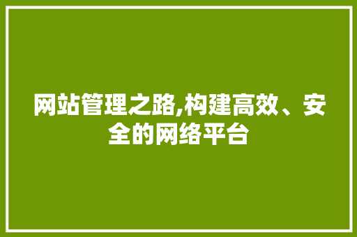 网站管理之路,构建高效、安全的网络平台 网站管理之路,构建高效、安全的网络平台 百度SEO
