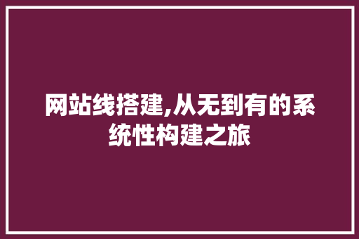 网站线搭建,从无到有的系统性构建之旅