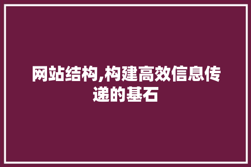网站结构,构建高效信息传递的基石