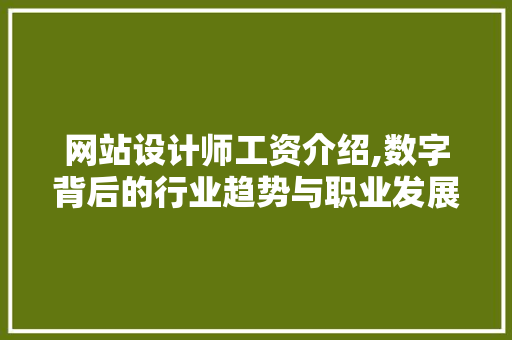 网站设计师工资介绍,数字背后的行业趋势与职业发展