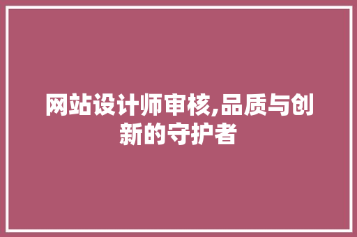 网站设计师审核,品质与创新的守护者