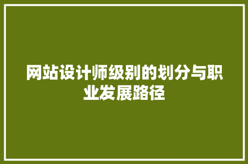 网站设计师级别的划分与职业发展路径