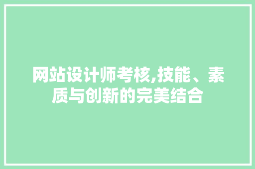 网站设计师考核,技能、素质与创新的完美结合