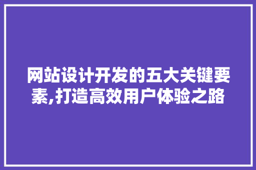 网站设计开发的五大关键要素,打造高效用户体验之路