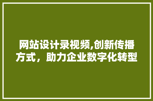 网站设计录视频,创新传播方式，助力企业数字化转型
