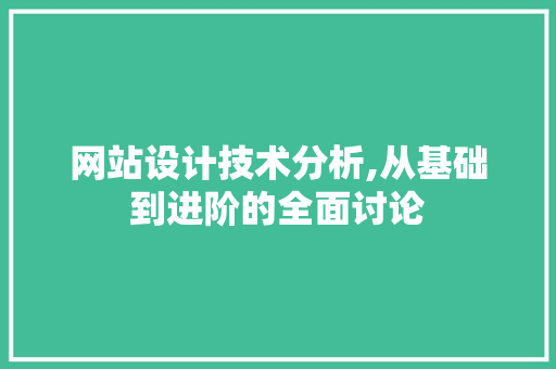 网站设计技术分析,从基础到进阶的全面讨论