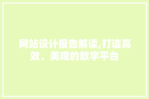 网站设计报告解读,打造高效、美观的数字平台