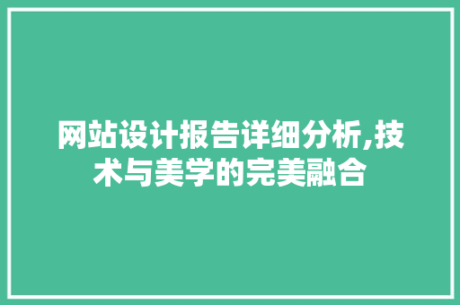 网站设计报告详细分析,技术与美学的完美融合 网站设计报告详细分析,技术与美学的完美融合 网站建设公司
