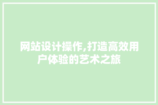 网站设计操作,打造高效用户体验的艺术之旅