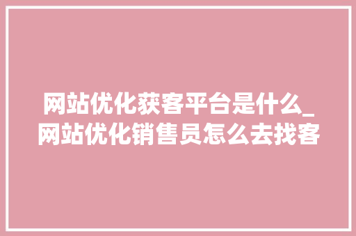 网站优化获客平台是什么_网站优化销售员怎么去找客户。