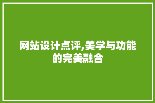 网站设计点评,美学与功能的完美融合 网站设计点评,美学与功能的完美融合 网站建设公司