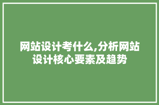网站设计考什么,分析网站设计核心要素及趋势