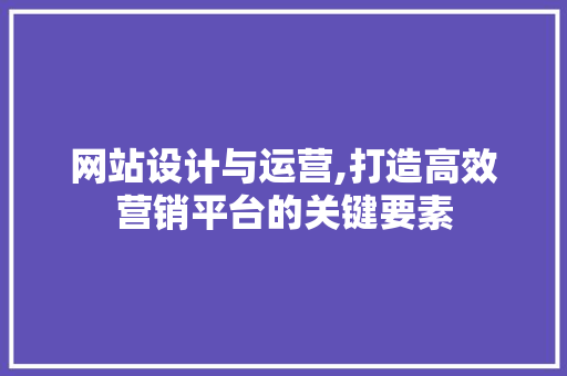 网站设计与运营,打造高效营销平台的关键要素