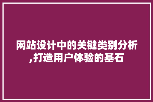 网站设计中的关键类别分析,打造用户体验的基石