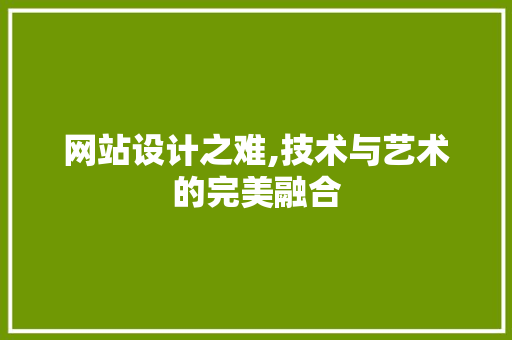 网站设计之难,技术与艺术的完美融合