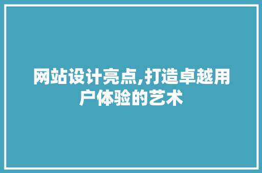 网站设计亮点,打造卓越用户体验的艺术