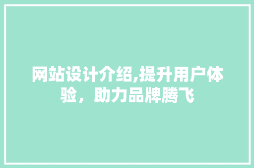 网站设计介绍,提升用户体验，助力品牌腾飞
