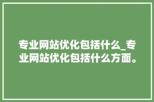 专业网站优化包括什么_专业网站优化包括什么方面。