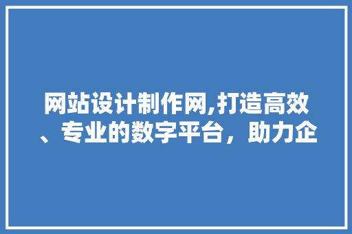 网站设计制作网,打造高效、专业的数字平台，助力企业数字化转型