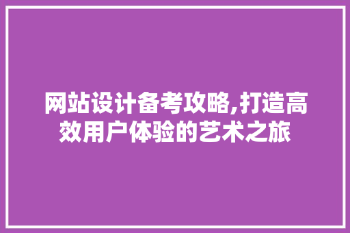 网站设计备考攻略,打造高效用户体验的艺术之旅