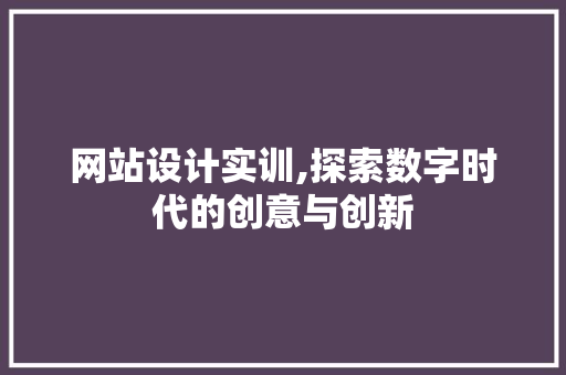 网站设计实训,探索数字时代的创意与创新