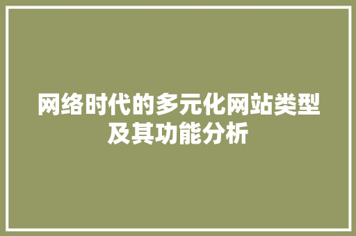 网络时代的多元化网站类型及其功能分析