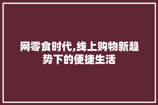 网零食时代,线上购物新趋势下的便捷生活