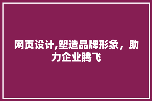 网页设计,塑造品牌形象，助力企业腾飞