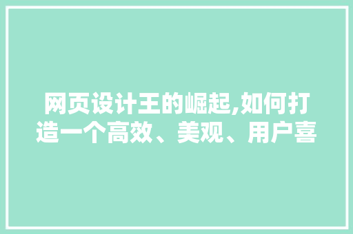 网页设计王的崛起,如何打造一个高效、美观、用户喜爱的网站 网页设计王的崛起,如何打造一个高效、美观、用户喜爱的网站 神马SEO