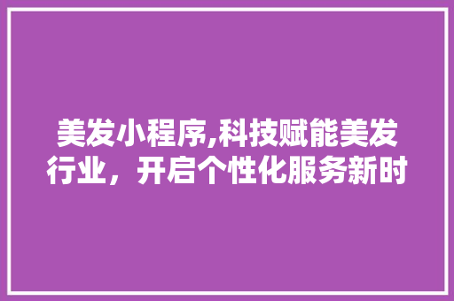美发小程序,科技赋能美发行业，开启个性化服务新时代