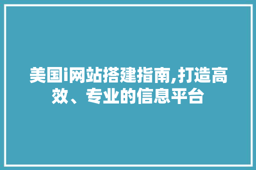 美国i网站搭建指南,打造高效、专业的信息平台