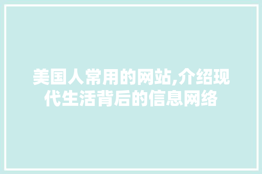 美国人常用的网站,介绍现代生活背后的信息网络