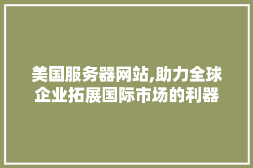 美国服务器网站,助力全球企业拓展国际市场的利器
