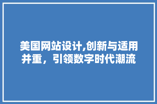 美国网站设计,创新与适用并重，引领数字时代潮流