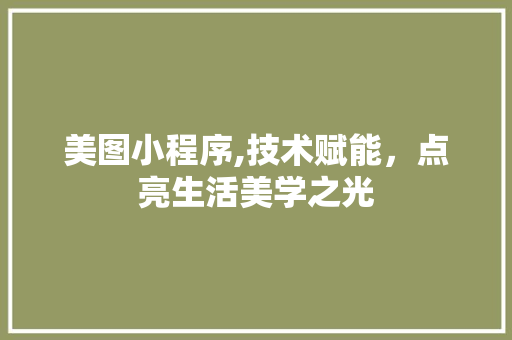 美图小程序,技术赋能，点亮生活美学之光 美图小程序,技术赋能，点亮生活美学之光 网站建设公司