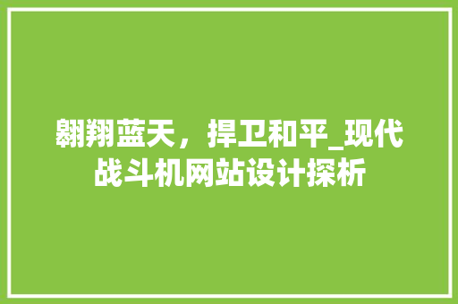 翱翔蓝天，捍卫和平_现代战斗机网站设计探析