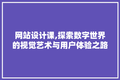 网站设计课,探索数字世界的视觉艺术与用户体验之路