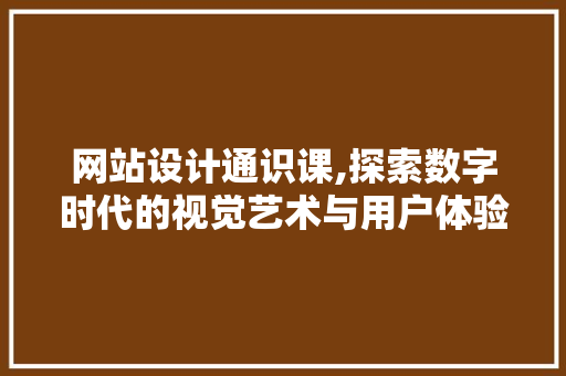 网站设计通识课,探索数字时代的视觉艺术与用户体验 网站设计通识课,探索数字时代的视觉艺术与用户体验 必应SEO