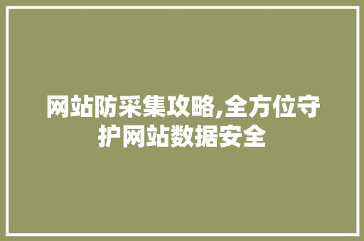网站防采集攻略,全方位守护网站数据安全