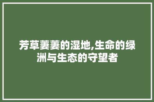 芳草萋萋的湿地,生命的绿洲与生态的守望者 芳草萋萋的湿地,生命的绿洲与生态的守望者 神马SEO