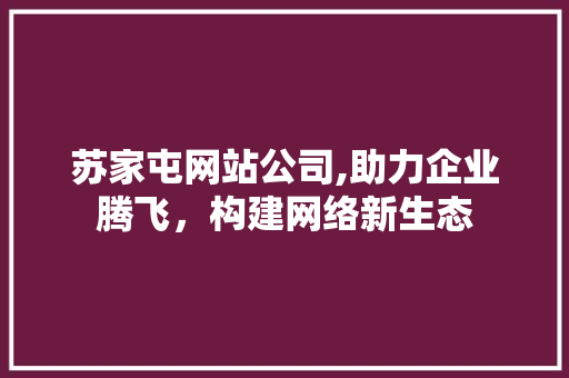 苏家屯网站公司,助力企业腾飞，构建网络新生态