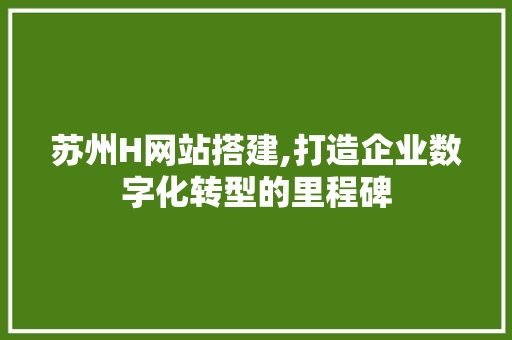 苏州H网站搭建,打造企业数字化转型的里程碑 苏州H网站搭建,打造企业数字化转型的里程碑 神马SEO