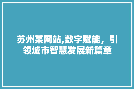 苏州某网站,数字赋能，引领城市智慧发展新篇章